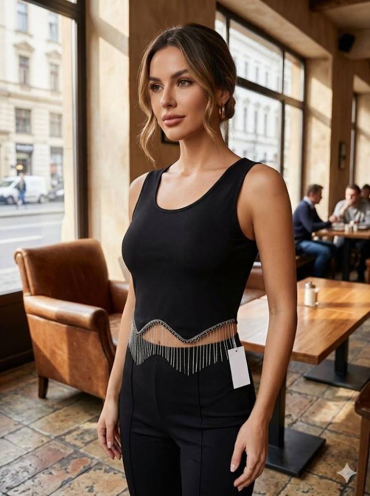 sleeveless black crop top