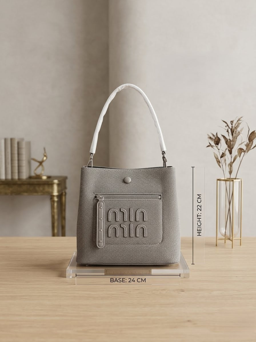 Chic grey bucket bag