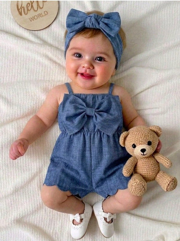 lightweight chambray-look baby jumpsuit