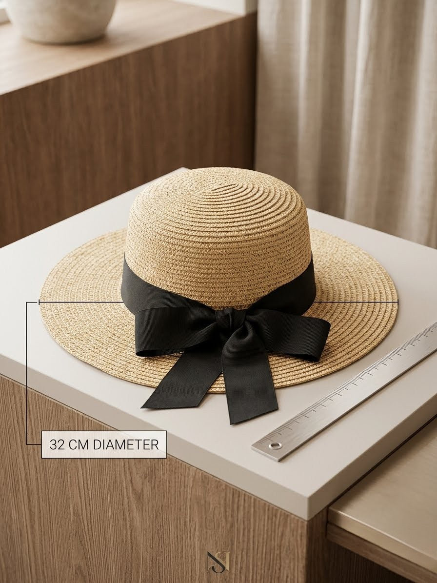 Elegant natural straw boater hat