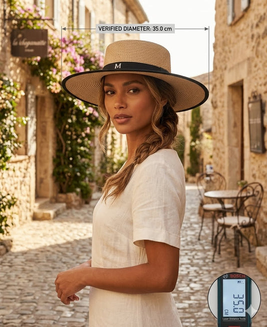 Elegant straw boater hat