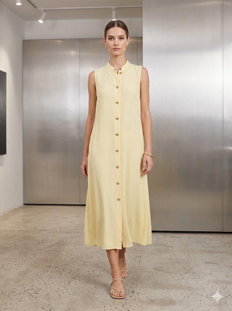 Elegant maxi-length shirt dress