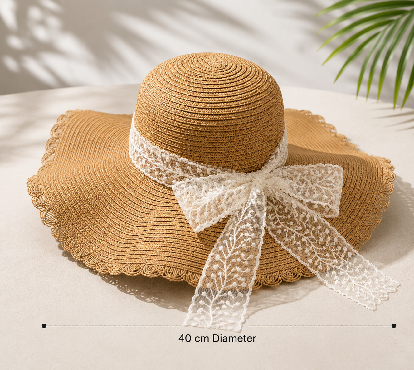 Wide-brimmed straw hat