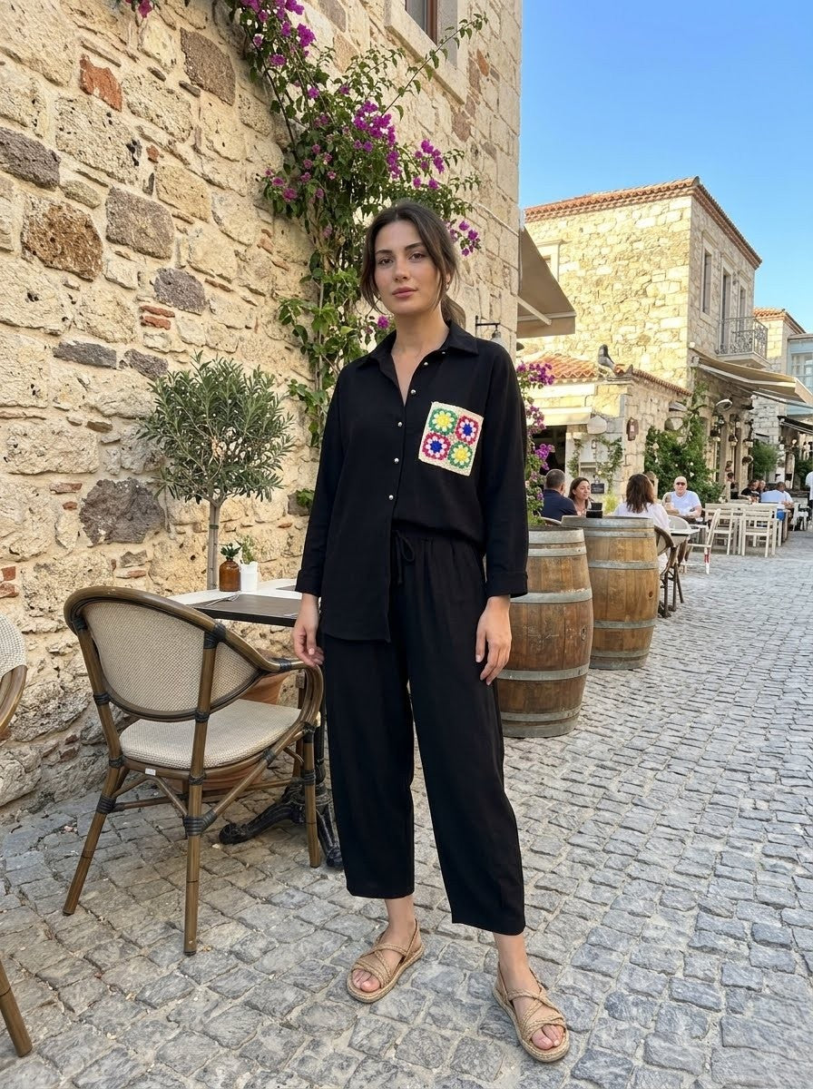 Stylish two-piece coordinating black set