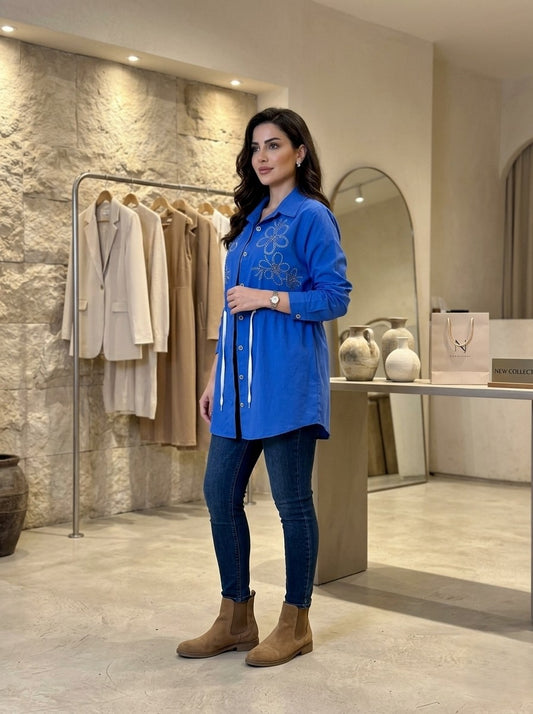 Royal blue chemise tunic