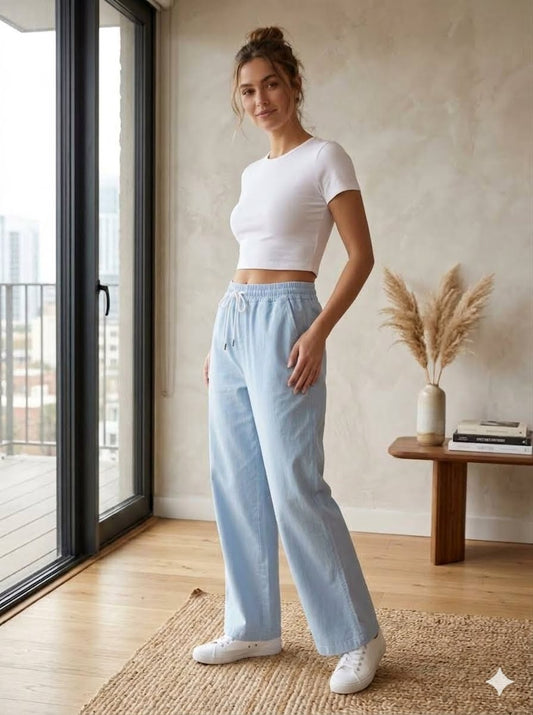 light blue tensel pants