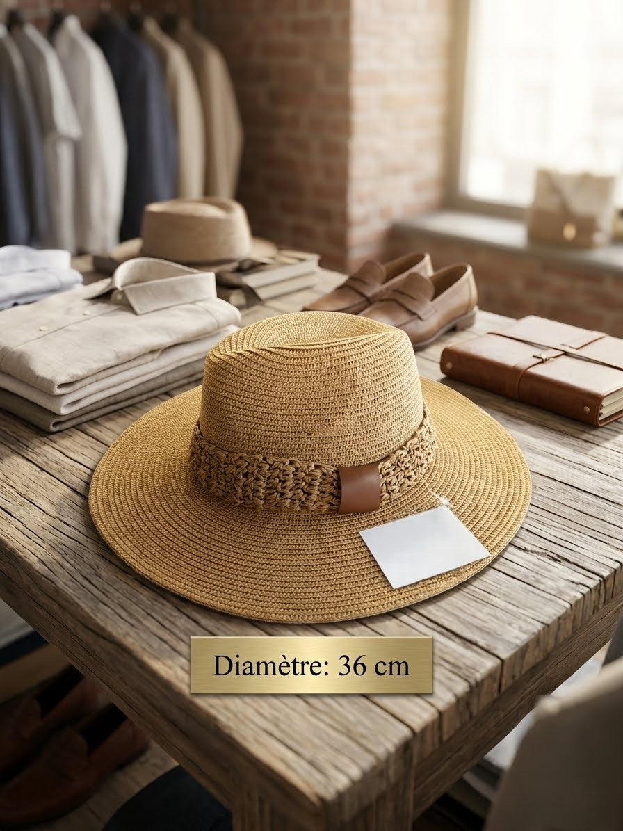 Stylish straw fedora hat