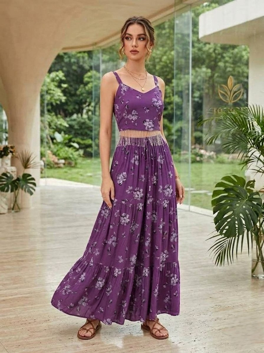 Bohemian-inspired skirt-crop top set