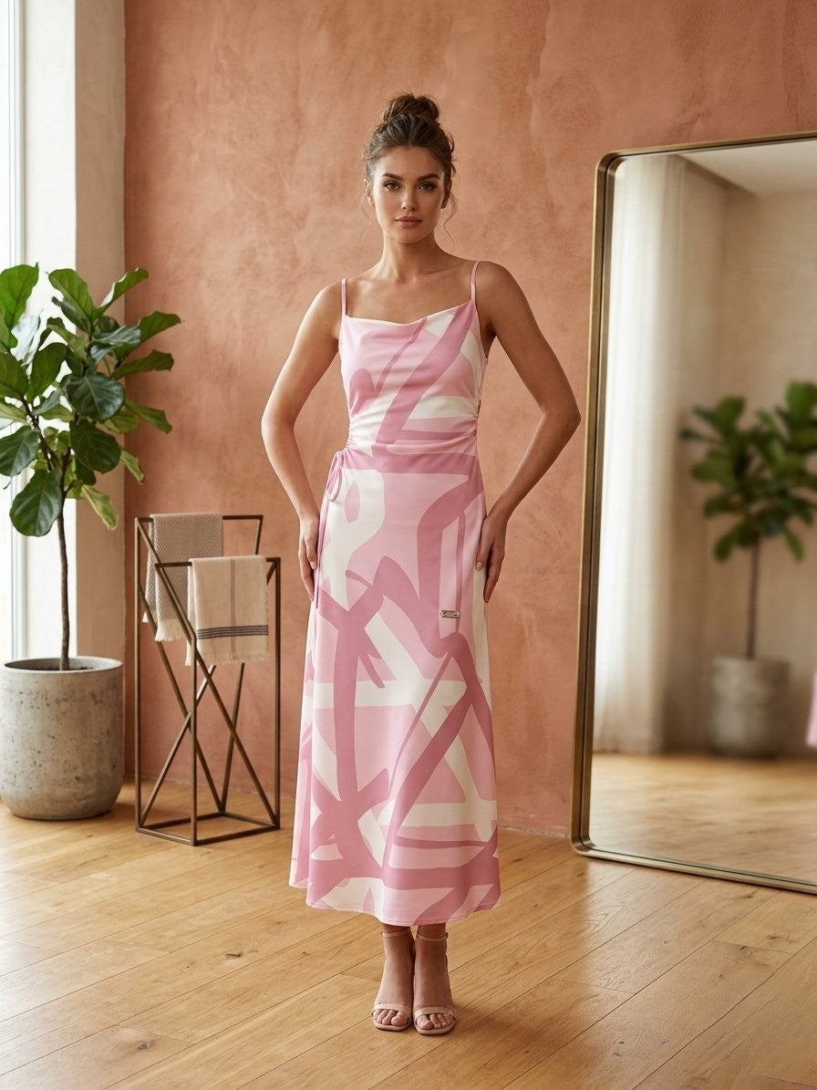 Artistic abstract print dress