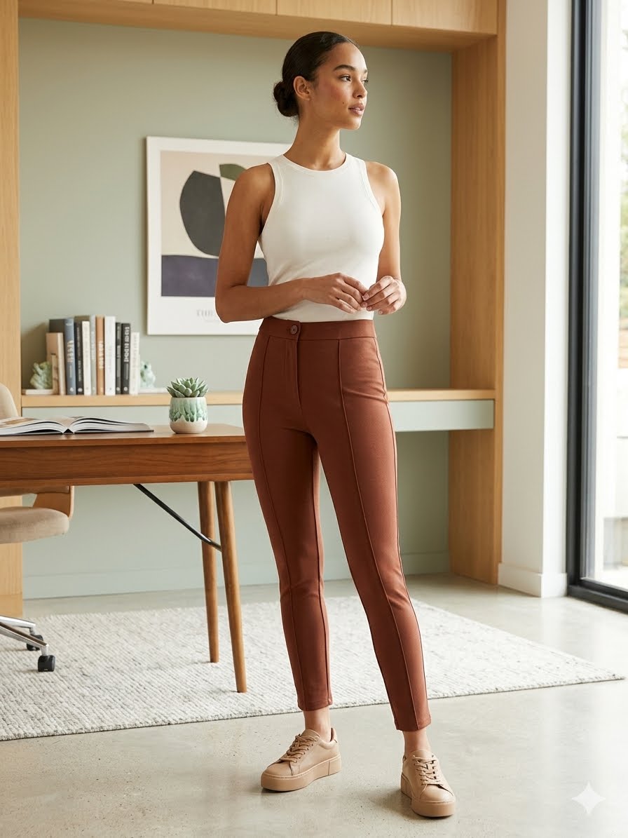 Coral stylish high-waisted leggings
