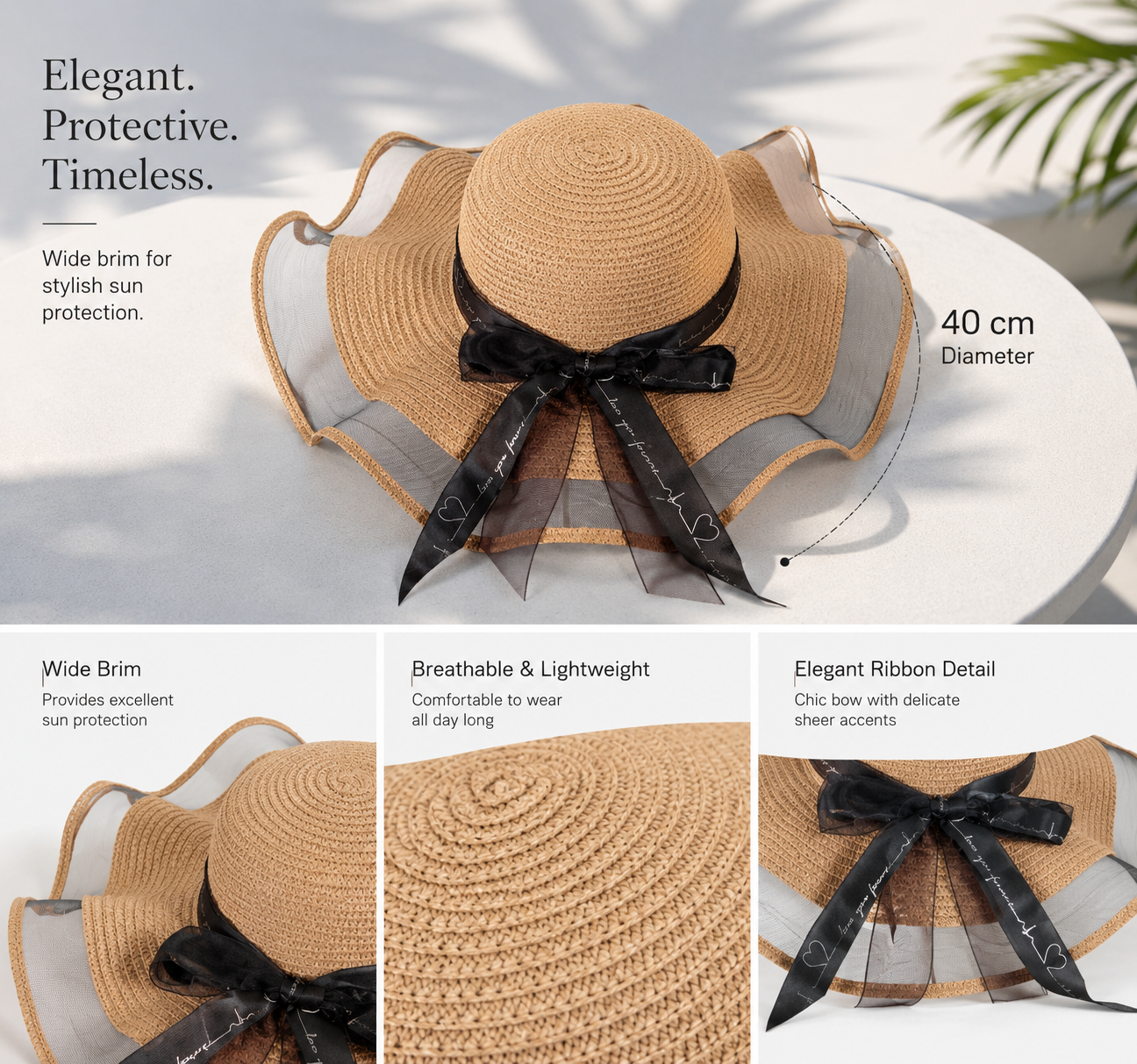 Wide-brimmed sun hat